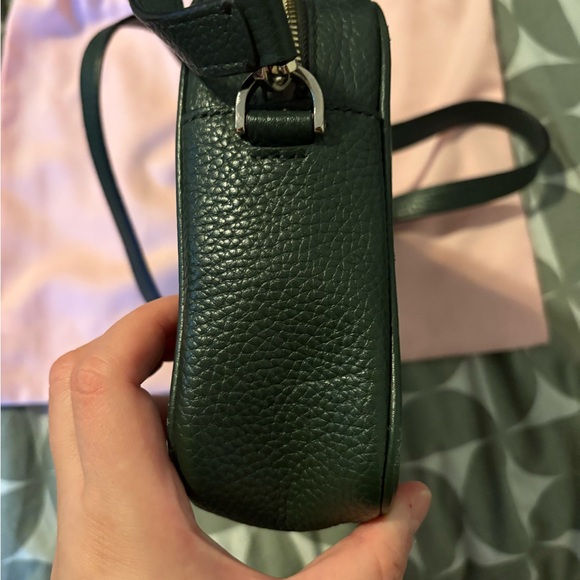 Kate Spade Polly Medium Forest Green Crossbody Bag with Pebbled Leather - Picture 7 of 7